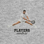 Novak Badge Men's Hoodie – black close-up detail shot of the Novak Djokovic Players Couture logo design