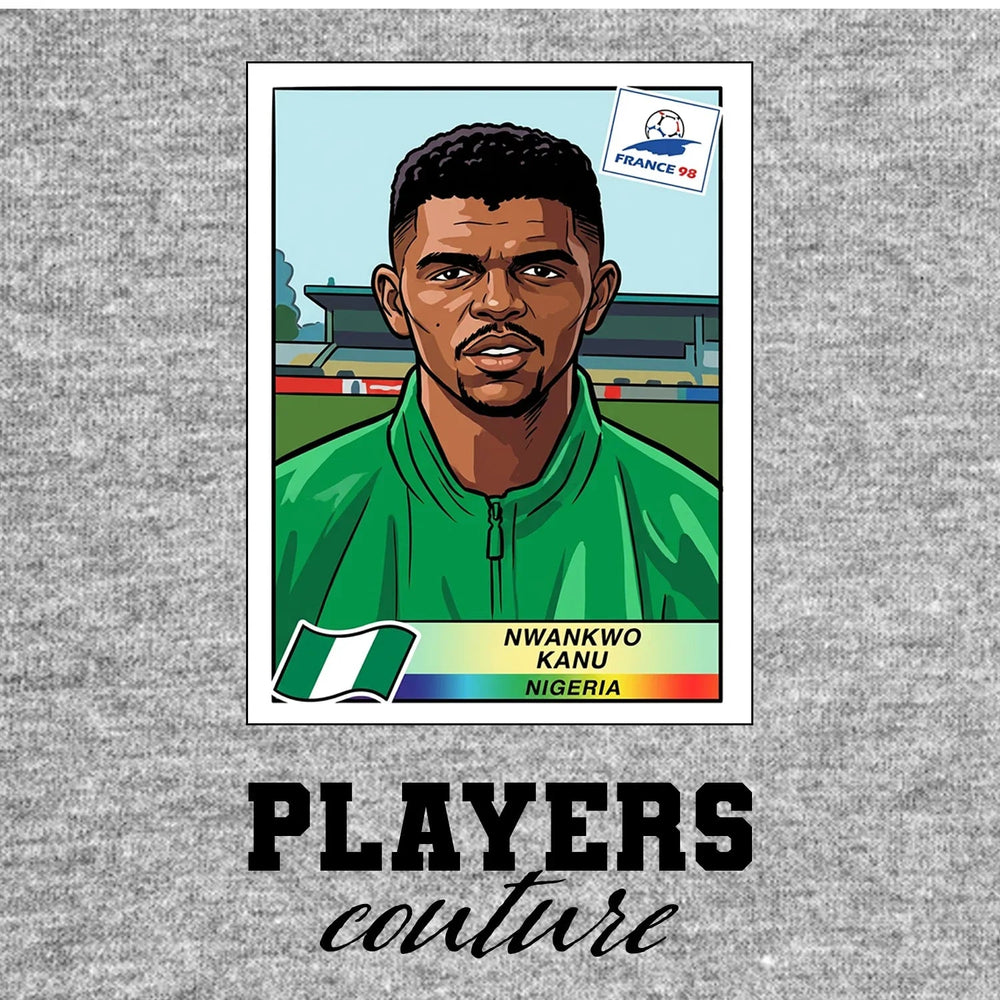 Nwankwo Kanu World Cup Sticker Kids T-Shirt – nwanko kanu grey Players Couture design