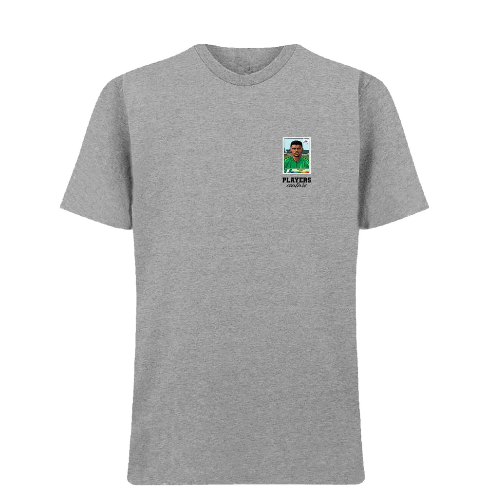 Nwanko Kanu World Cup t-shirt – grey men's t-shirt featuring the Nwanko Kanu World Cup Players Couture logo