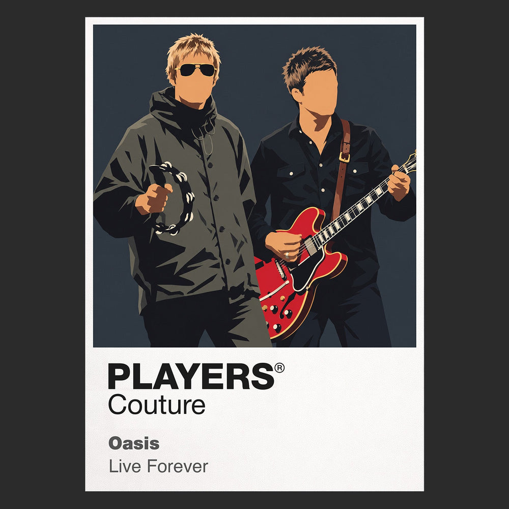 Oasis Oasis design two, capturing Gallagher-era parkas and Manchester attitude Icon Frame artwork in black
