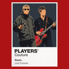 Oasis Oasis design two, capturing Gallagher-era parkas and Manchester attitude Icon Frame artwork in red