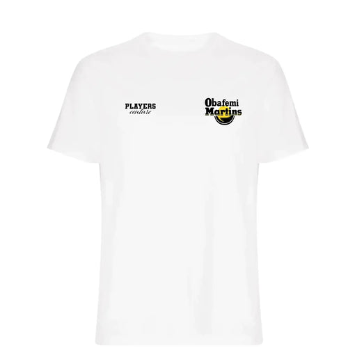 Obafemi Martins t-shirt – white men's t-shirt featuring the Obafemi Martins Players Couture logo