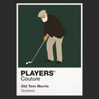 Old Tom Morris Golf Icon Frame Men's Polo Shirt in Black - Players Couture Fashion