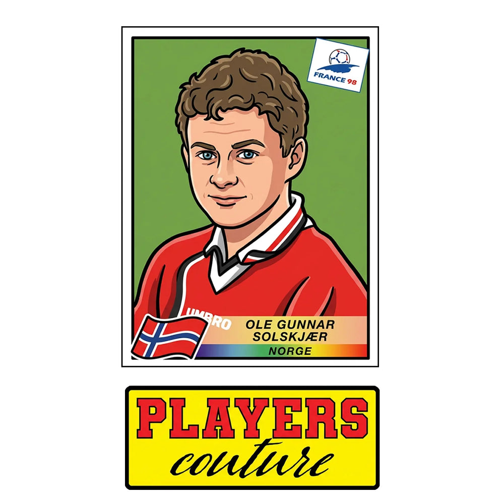 Ole Gunnar Solskjaer World Cup Sticker Men's T-Shirt – close-up detail shot of the Ole Gunnar Solskjaer World Cup Players