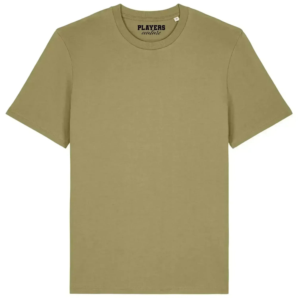 Premium Custom Men's T-Shirt t-shirt – close-up of white Premium Custom Men's T-Shirt lettering and Players Couture logo on