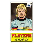 Oliver Kahn World Cup Sticker Men's T-Shirt – close-up detail shot of the Oliver Kahn World Cup Players Couture logo design