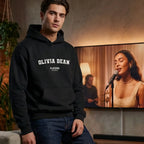 Olivia Dean hoodie – navy men's hoodie with white Olivia Dean letters and Players Couture logo on the chest