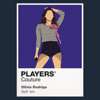 Olivia Rodrigo Olivia Rodrigo's purple-toned GUTS era and energetic pop-rock stage identity Icon Frame artwork in navy