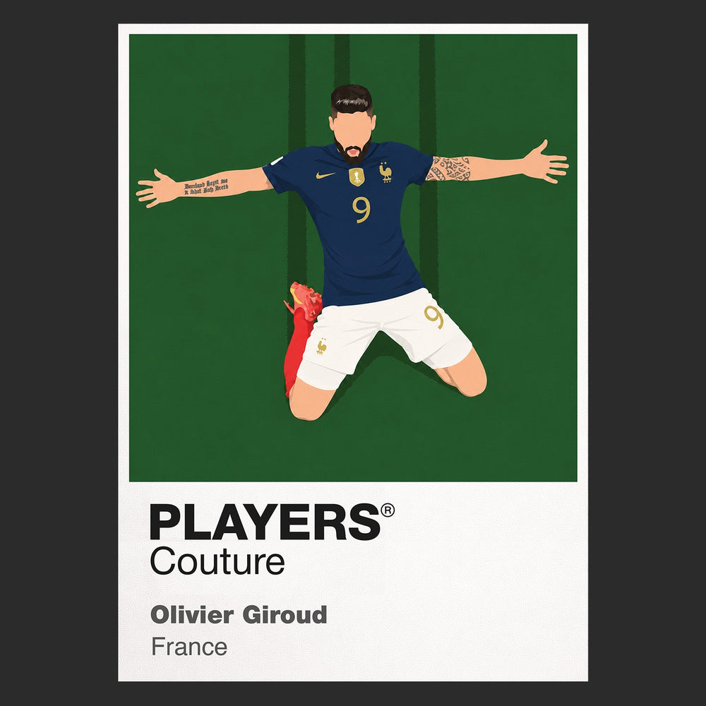 Olivier Giroud Kneeslide France Icon Frame artwork in black