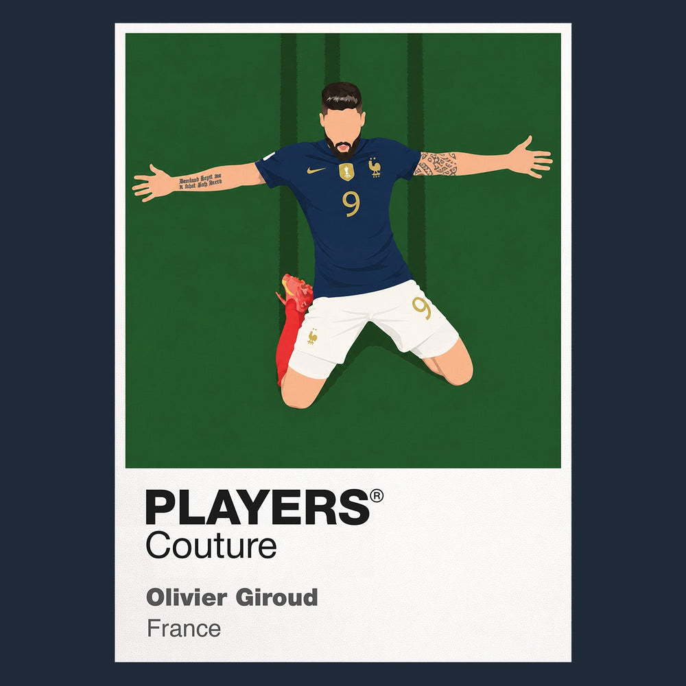 Olivier Giroud Kneeslide France Icon Frame artwork in navy