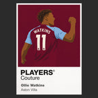 Ollie Watkins Aston Villa Icon Frame Kids T-Shirt — Black Artwork