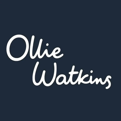 Ollie Watkins Logo Kids Hoodie – navy close-up detail shot of the Ollie Watkins Players Couture logo design
