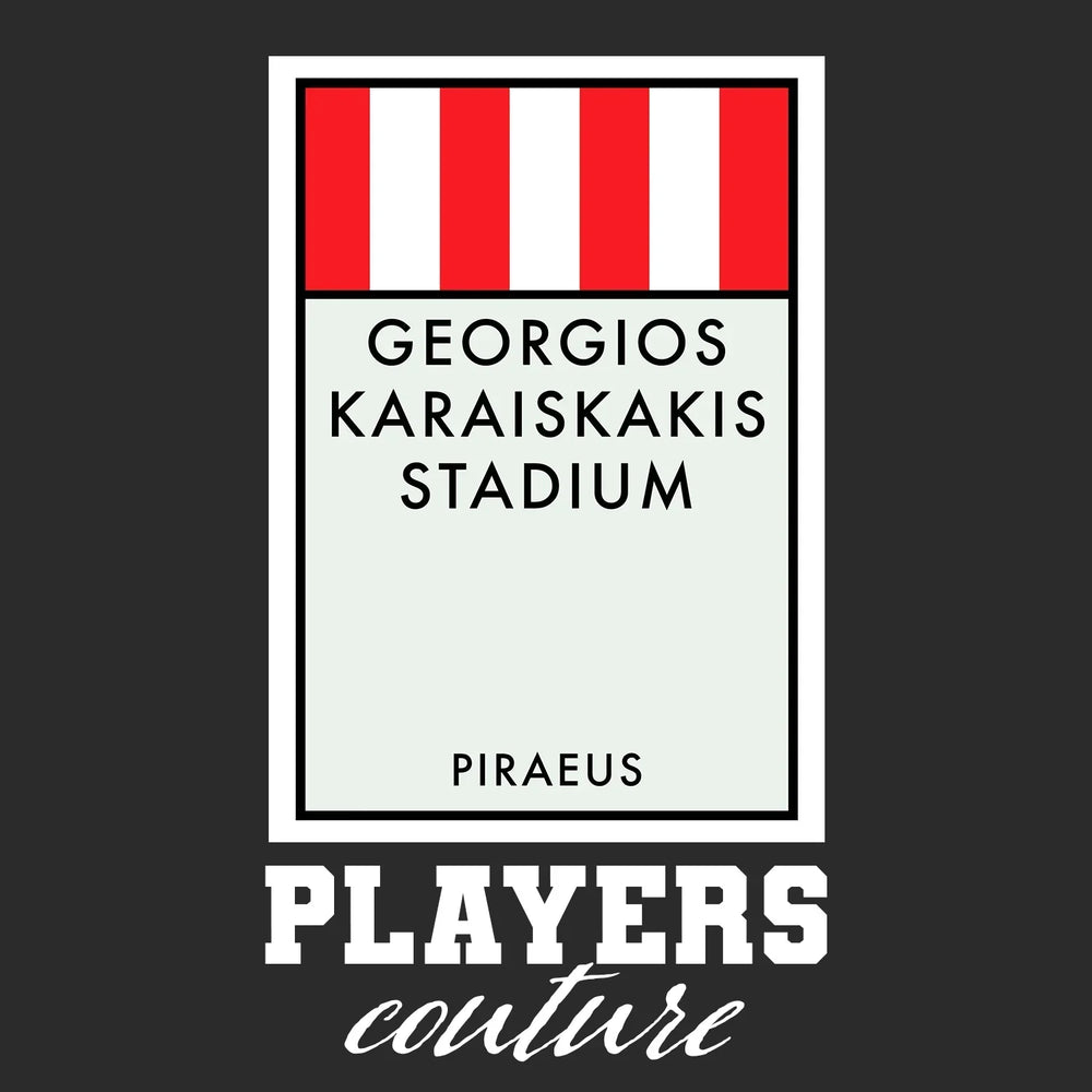 Olympiacos Monopoly Card hoodie – black men's hoodie with white Olympiacos Monopoly Card letters and Players Couture logo on
