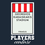 Olympiacos Monopoly Card hoodie – navy men's hoodie with white Olympiacos Monopoly Card letters and Players Couture logo on