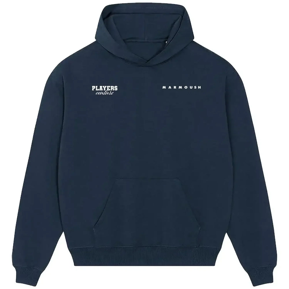 Omar Marmoush hoodie – navy men's hoodie featuring the Omar Marmoush Players Couture logo