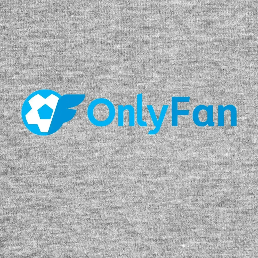Only Fan Logo Men's T-Shirt – grey close-up detail shot of the Only Fan Players Couture logo design