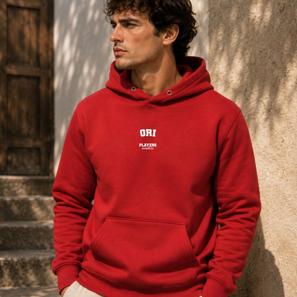 Ori name-print hoodie - red