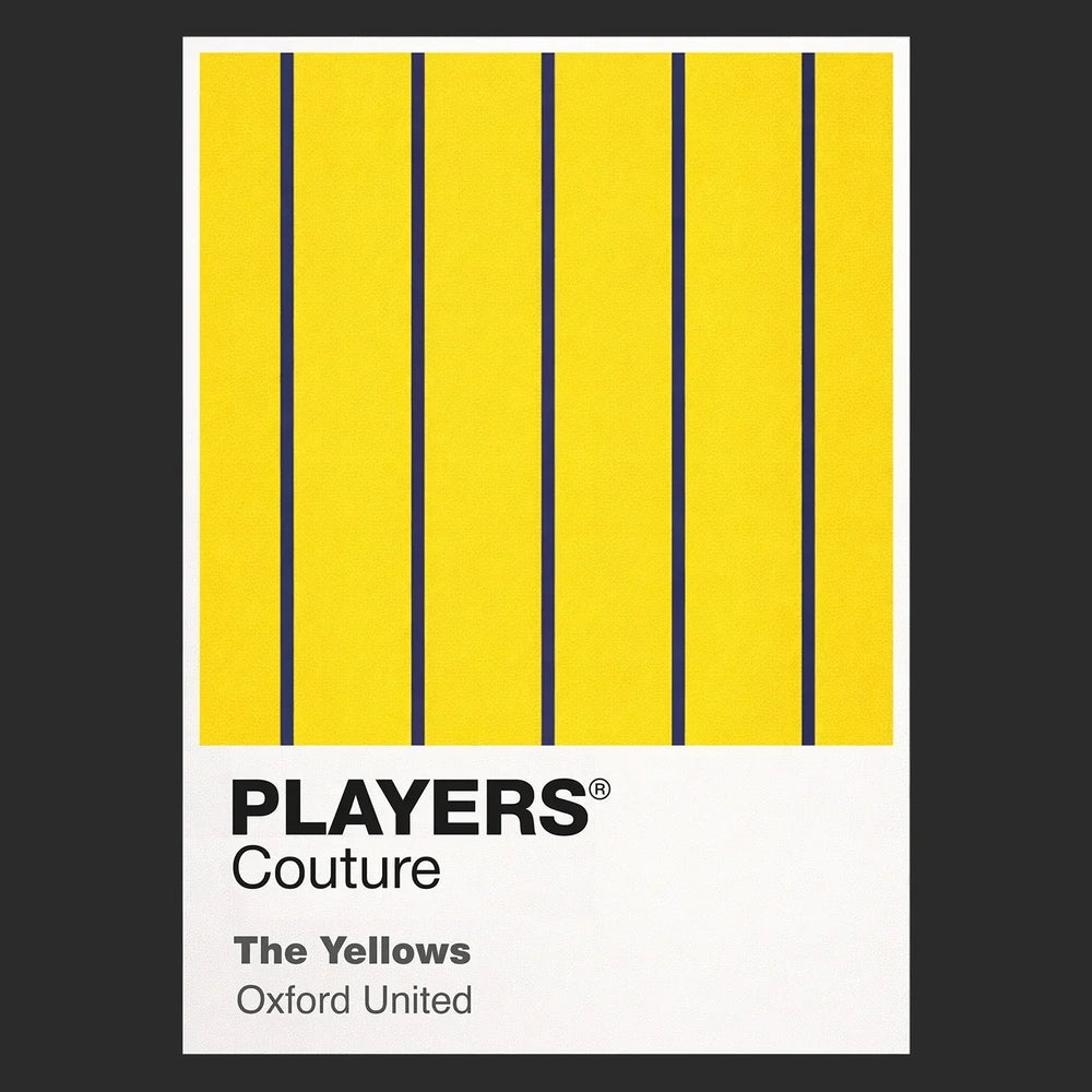 Oxford United Classic Football Shirt Colours Frame Men's T-Shirt – black close-up detail shot of the Oxford United Players