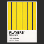 Oxford United Classic Football Shirt Colours Frame Men's T-Shirt – black close-up detail shot of the Oxford United Players