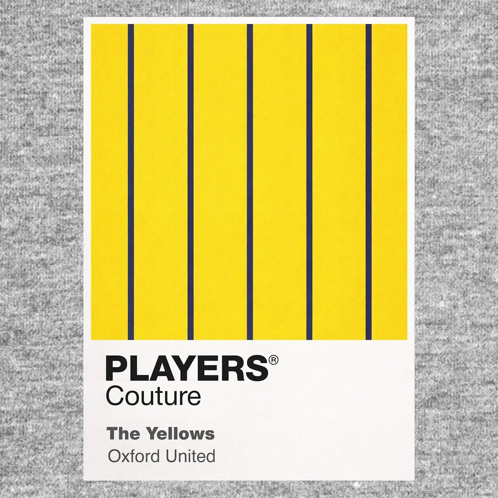 Oxford United Classic Football Shirt Colours Frame Men's T-Shirt – grey close-up detail shot of the Oxford United Players