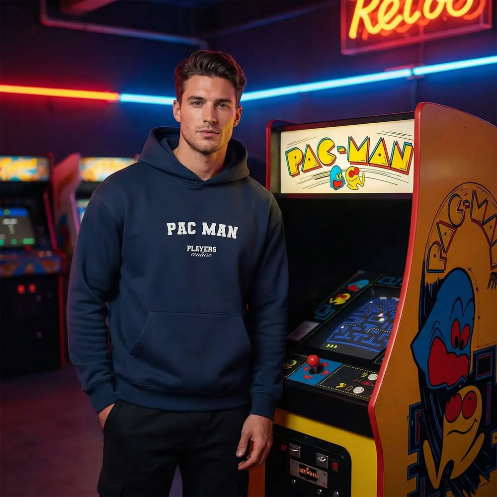 Pac Man Players Couture Men's Casual Hoodie - Navy / S | Gaming, Hoodies, Men's, Name Collection