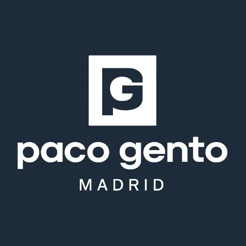 Paco Gento Logo Men's Hoodie – navy close-up detail shot of the Paco Gento Players Couture logo design