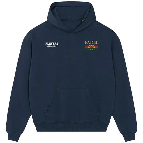 Padel Ball hoodie – navy men's hoodie featuring the Padel Ball Players Couture logo
