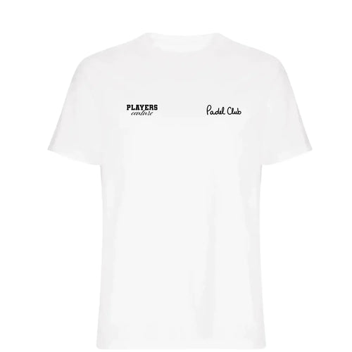 Padel Club Script t-shirt – white men's t-shirt featuring the Padel Club Script Players Couture logo