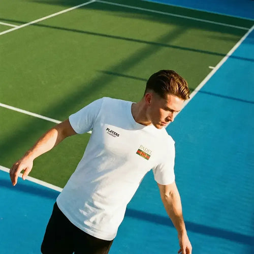 Padel Ball Logo Men's T-Shirt – close-up detail shot of the Padel Ball Players Couture logo design