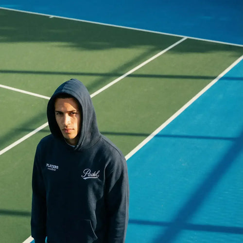 Padel Club G Logo Men's Hoodie – close-up detail shot of the Padel Club G Players Couture logo design