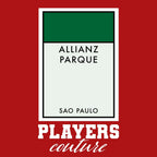 Palmeiras Monopoly Card hoodie – red men's hoodie with white Palmeiras Monopoly Card letters and Players Couture logo on the