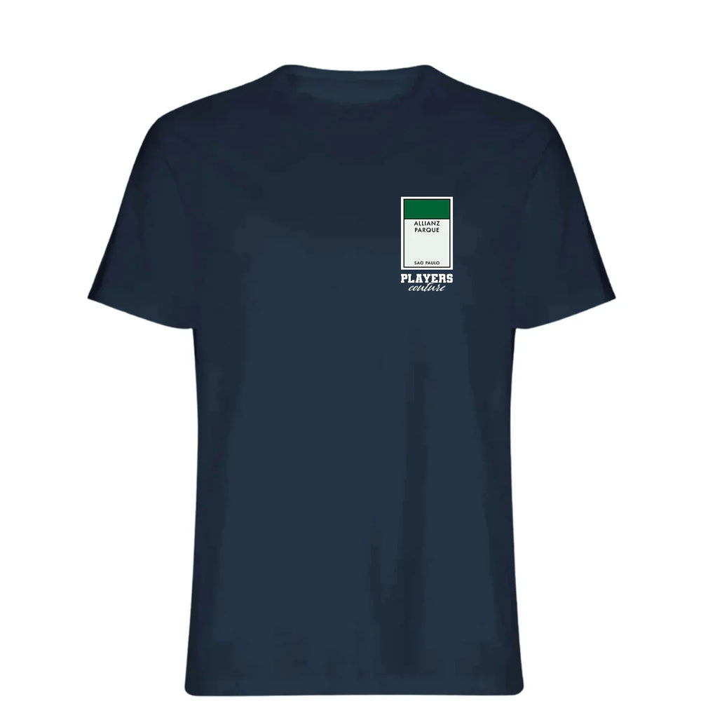 Palmeiras Monopoly Card t-shirt – red men's t-shirt with white Palmeiras Monopoly Card letters and Players Couture logo on