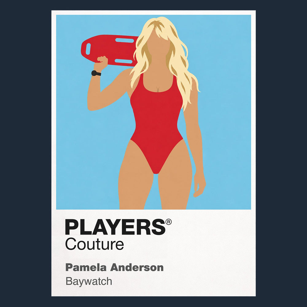 Pamela Anderson Pamela Anderson as C.J. Parker in the red Baywatch lifeguard era Icon Frame artwork in navy