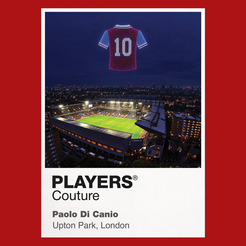 Paolo Di Canio West Ham United number 10 Icons in Lights Frame artwork in red