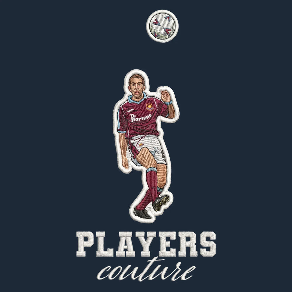 Paolo Di Canio Badge Men's Hoodie – white close-up detail shot of the Paolo Di Canio Players Couture logo design