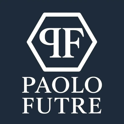 Paolo Futre Logo Men's Hoodie – navy close-up detail shot of the Paolo Futre Players Couture logo design