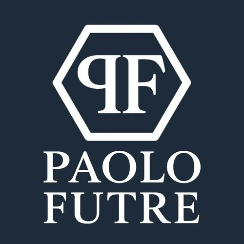 Paolo Futre Logo Men's Hoodie – navy close-up detail shot of the Paolo Futre Players Couture logo design