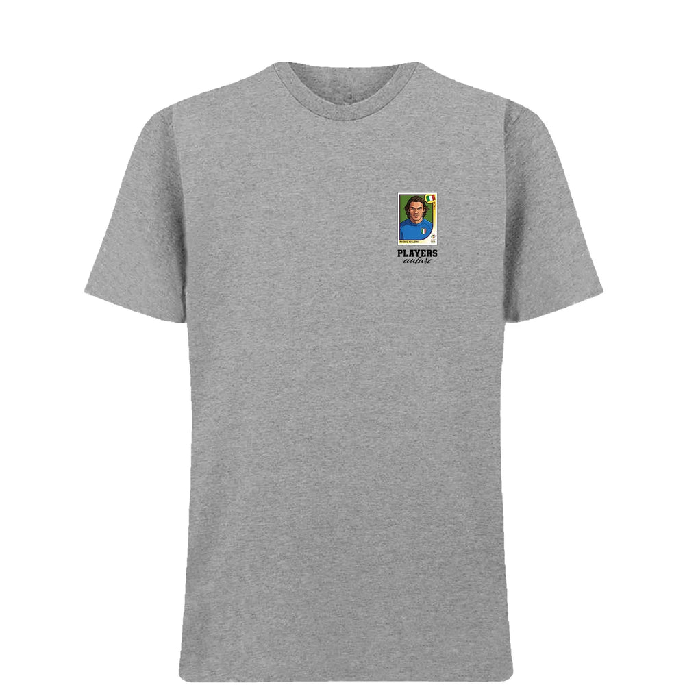 Paolo Maldini 2002 World Cup t-shirt – grey men's t-shirt featuring the Paolo Maldini 2002 World Cup Players Couture logo