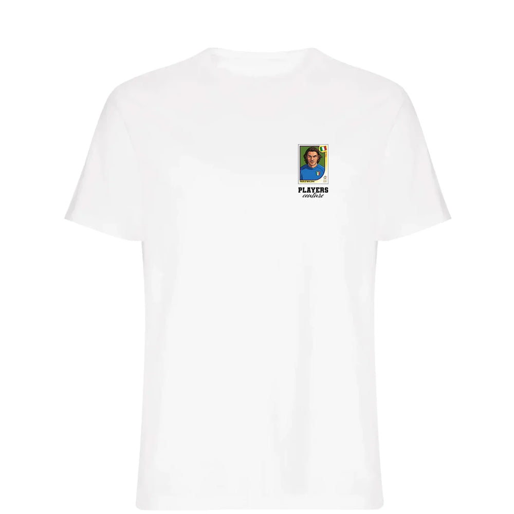 Paolo Maldini 2002 World Cup t-shirt – white men's t-shirt featuring the Paolo Maldini 2002 World Cup Players Couture logo