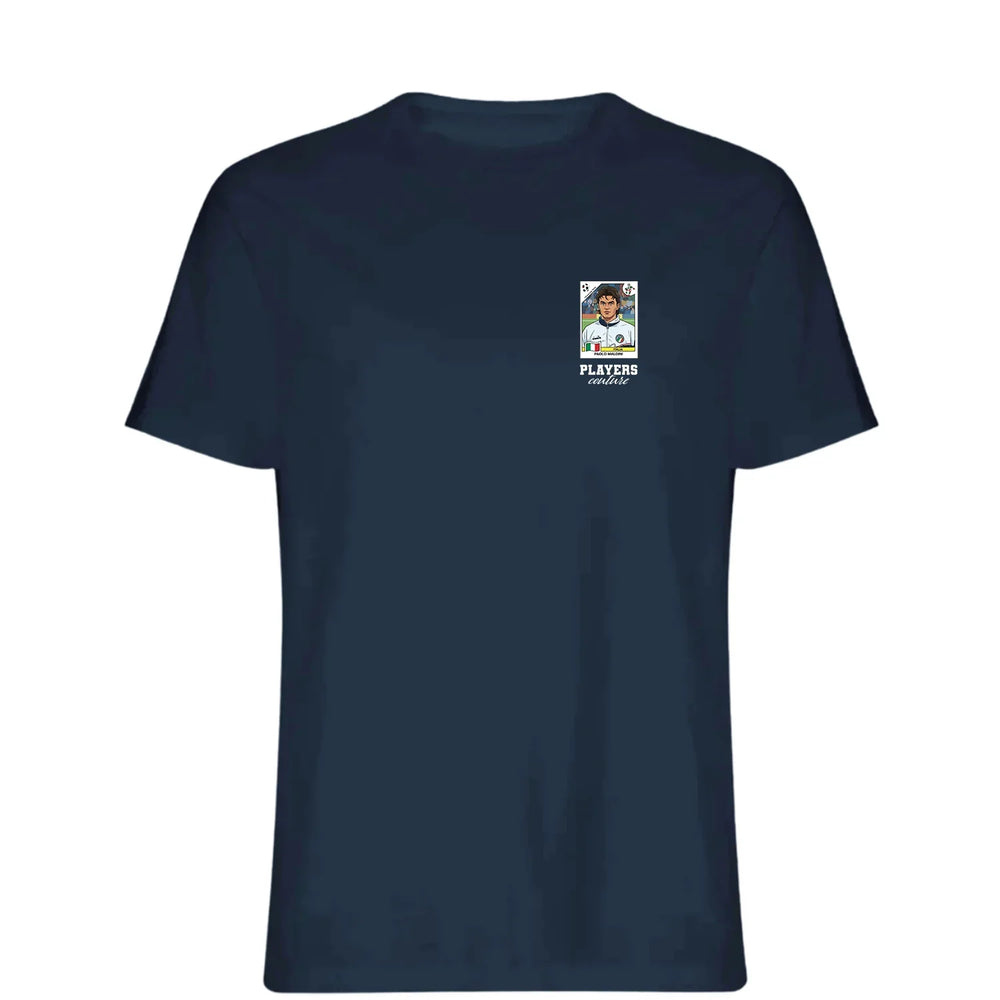 Paolo Maldini 1990 World Cup t-shirt – navy men's t-shirt featuring the Paolo Maldini 1990 World Cup Players Couture logo