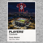 Paolo Maldini AC Milan number 3 Icons in Lights Frame artwork in grey