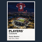 Paolo Maldini AC Milan number 3 Icons in Lights Frame artwork in navy