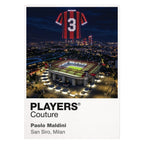 Paolo Maldini AC Milan number 3 Icons in Lights Frame artwork in white