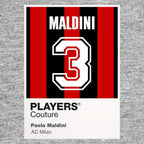 Paolo Maldini 3 Football Shirt Frame Men's Hoodie – grey close-up detail shot of the Paolo Maldini 3 Football Players