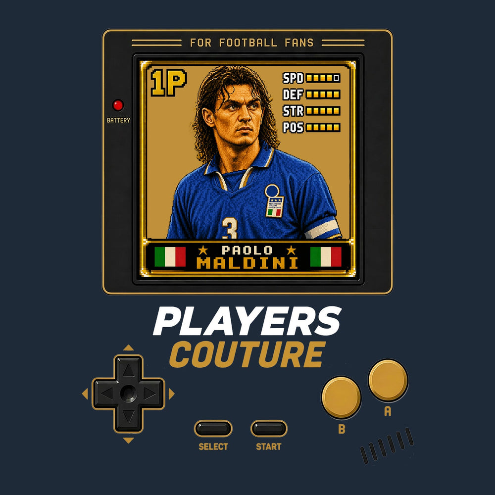 Paolo Maldini 1P 8-Bit t-shirt retro gaming design by Players Couture