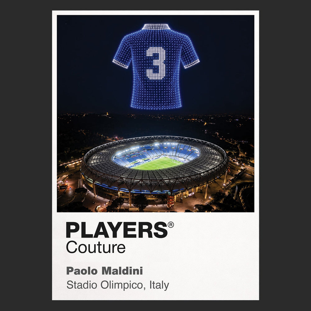 Paolo Maldini Italy number 3 Icons in Lights Frame artwork in black