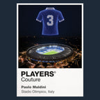 Paolo Maldini Italy number 3 Icons in Lights Frame artwork in navy