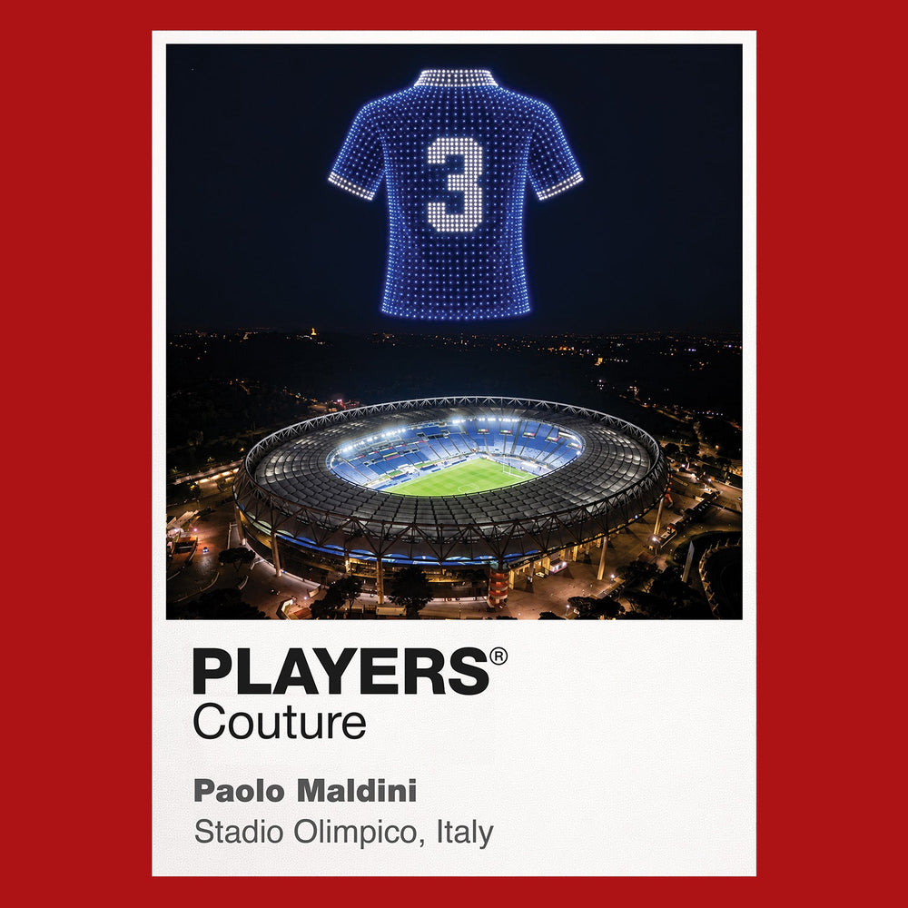 Paolo Maldini Italy number 3 Icons in Lights Frame artwork in red