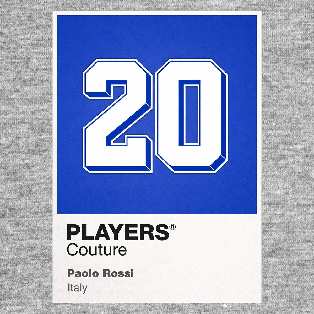 Paolo Rossi 20 Football Shirt Frame Men's Hoodie – grey close-up detail shot of the Paolo Rossi 20 Football Players Couture