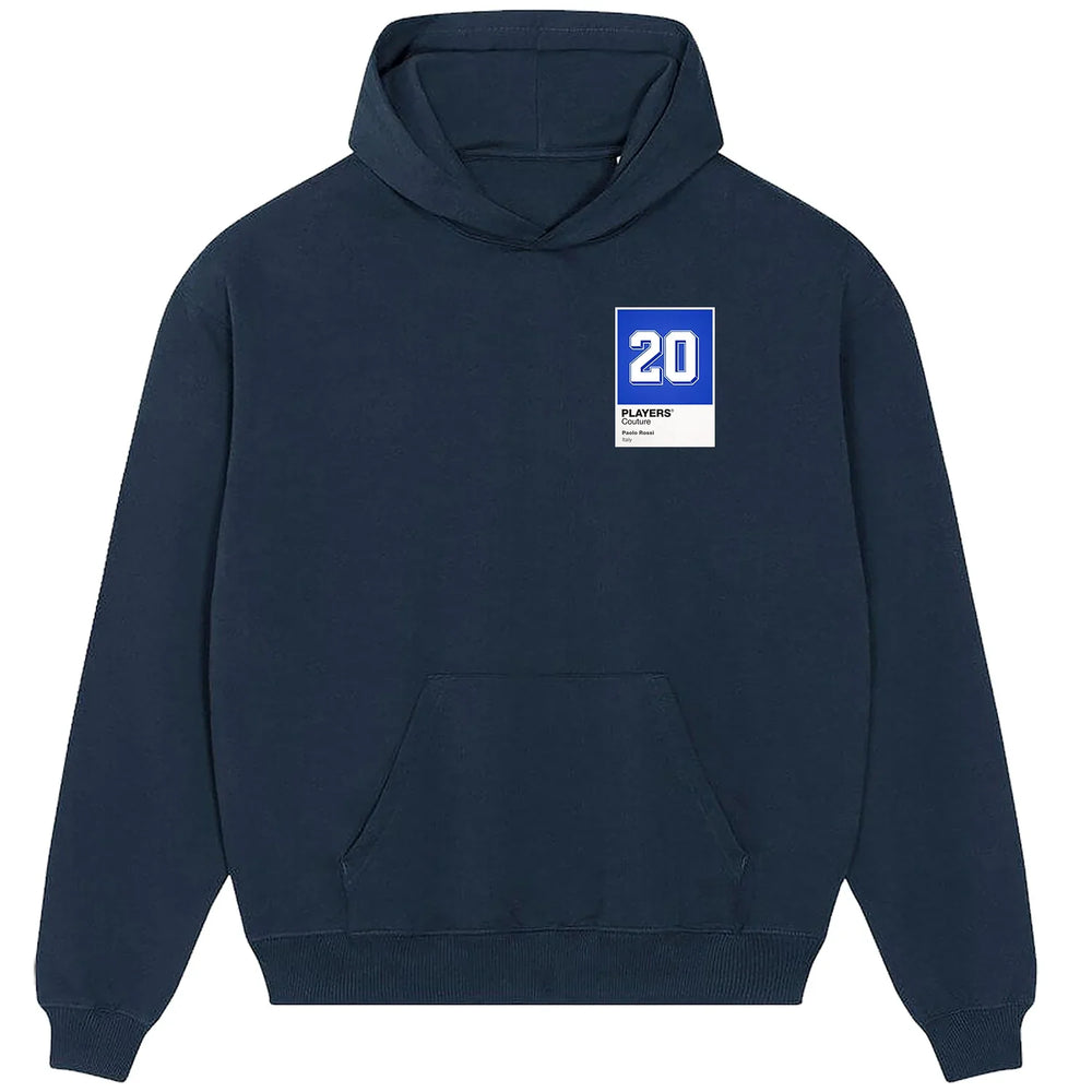 Paolo Rossi 20 Football hoodie – navy men's hoodie featuring the Paolo Rossi 20 Football Players Couture logo